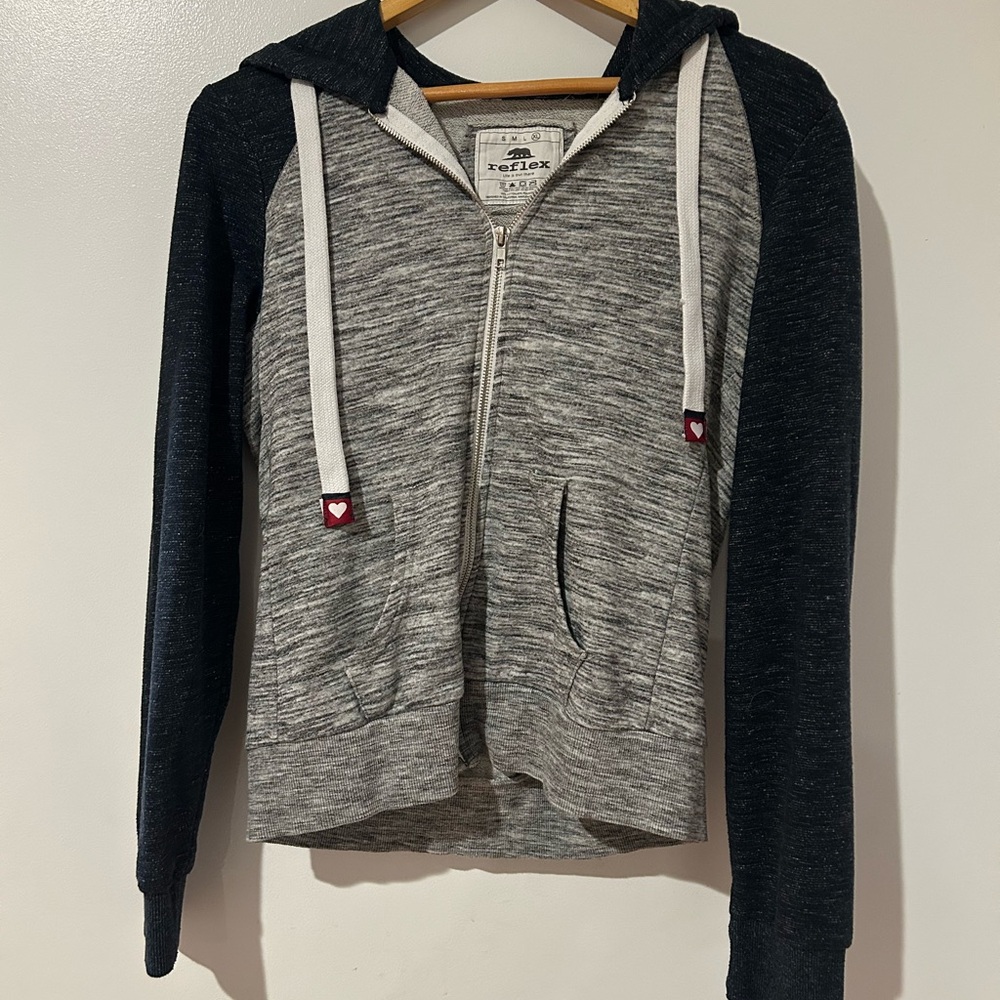 Light and Dark Gray Zip-Up Reflex California Hoodie